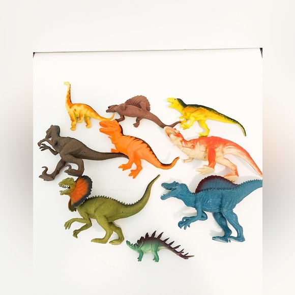 Lot of 9 Multicolored Toy Dinosaurs - Picture 2 of 2